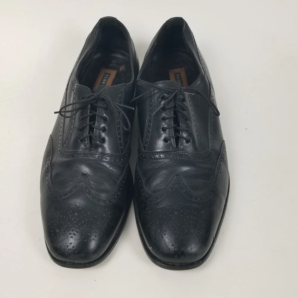 Florsheim‎ Dress Shoes Mens 11 D Black Wingtip Oxford Brogue Leather 17166-01